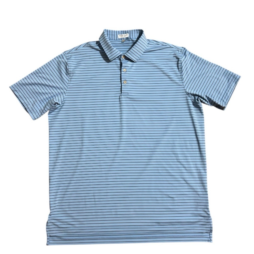 PETER MILLAR Light Blue Striped Polo Shirt